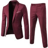Men Spring 2 Pieces Classic Blazers Suit Sets Men Business Blazer  +Pants Suits Sets Autumn Men Wedding Party Set