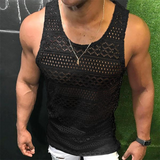 Men Tank Tops Hollow Out Sleeveless Shirts Summer Fashion Mens Clothing Slim Fit Gym Clothes Workout Vest Top Fashion