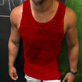 Men Tank Tops Hollow Out Sleeveless Shirts Summer Fashion Mens Clothing Slim Fit Gym Clothes Workout Vest Top Fashion