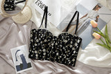 New Fashion Embroidered 3D Petal Bustier Bra Cropped Tops Female Thin Underwear Y1150