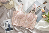 New Fashion Embroidered 3D Petal Bustier Bra Cropped Tops Female Thin Underwear Y1150
