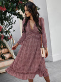 New Butterfly Sleeve High Waist Casual Print Dresses For Women Summer Chiffon Dress