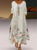 Summer Floral Print Long Dresses Women O Neck Buttons Irregular Hem Maxi Dresses Loose Casual Beach Vestidos Dresses Plus Size
