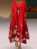 Summer Floral Print Long Dresses Women O Neck Buttons Irregular Hem Maxi Dresses Loose Casual Beach Vestidos Dresses Plus Size