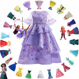 Disney Princess Elsa Dress Girls Encanto Isabel Gown Frozen Halloween Costume Children Cinderella Rapunzel Tiana Mirabel Cosplay