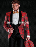 Custom Made Groomsmen Shawl White Lapel Groom Tuxedos Blue Men Suits Wedding Best Man Blazer (Jacket+Pants+Vest+Bow Tie ) C69