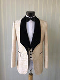 Custom Made Groomsmen Shawl White Lapel Groom Tuxedos Blue Men Suits Wedding Best Man Blazer (Jacket+Pants+Vest+Bow Tie ) C69