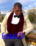 Custom Made Groomsmen Shawl White Lapel Groom Tuxedos Blue Men Suits Wedding Best Man Blazer (Jacket+Pants+Vest+Bow Tie ) C69