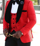 Custom Made Groomsmen Shawl White Lapel Groom Tuxedos Blue Men Suits Wedding Best Man Blazer (Jacket+Pants+Vest+Bow Tie ) C69