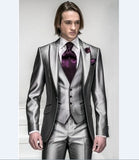 Custom Made Groomsmen Shawl White Lapel Groom Tuxedos Blue Men Suits Wedding Best Man Blazer (Jacket+Pants+Vest+Bow Tie ) C69