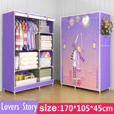 Wardrobe 3D painting design Non-woven Steel frame reinforcement Standing Storage Organizer Detachable Clothing Closet furniture