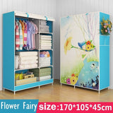 Wardrobe 3D painting design Non-woven Steel frame reinforcement Standing Storage Organizer Detachable Clothing Closet furniture