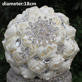 WifeLai-A 1Piece Custom Cream Ivory Artificial Flowers Bridal Bouquets Stunning Crystal Stitch Bridesmaid Wedding Bouquets W236