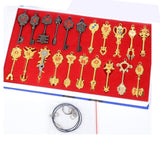 Fairy Tail Keychain Cosplay Accessories set Weapon Collection Lucy Sign of the Zodiac Gold Key Necklace Pendants for Gift