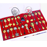 Fairy Tail Keychain Cosplay Accessories set Weapon Collection Lucy Sign of the Zodiac Gold Key Necklace Pendants for Gift