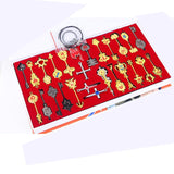 Fairy Tail Keychain Cosplay Accessories set Weapon Collection Lucy Sign of the Zodiac Gold Key Necklace Pendants for Gift