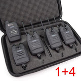 1+4 Carp Fishing Alarm Set Sounds and LED Alarming Wireless Fishing Bite Alarm Indicator Electronic with Snag Ear Bar B1228 - shopwishi 