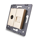 Manufacture Livolo, 2 Gangs Wall Computer and TV Socket / Outlet VL-C7-1VC-11, Without Plug adapter