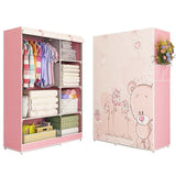 Wardrobe 3D painting design Non-woven Steel frame reinforcement Standing Storage Organizer Detachable Clothing Closet furniture