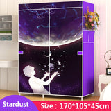 Wardrobe 3D painting design Non-woven Steel frame reinforcement Standing Storage Organizer Detachable Clothing Closet furniture