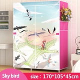 Wardrobe 3D painting design Non-woven Steel frame reinforcement Standing Storage Organizer Detachable Clothing Closet furniture