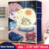 Wardrobe 3D painting design Non-woven Steel frame reinforcement Standing Storage Organizer Detachable Clothing Closet furniture