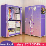Wardrobe 3D painting design Non-woven Steel frame reinforcement Standing Storage Organizer Detachable Clothing Closet furniture