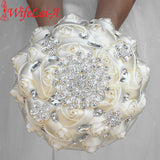 WifeLai-A 1Piece Custom Cream Ivory Artificial Flowers Bridal Bouquets Stunning Crystal Stitch Bridesmaid Wedding Bouquets W236