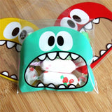 50Pcs Cute Cartoon Monster Cookie Candy Bag Self-Adhesive Plastic Packing Bag For Wedding Party Biscuits Baking Package Supplies