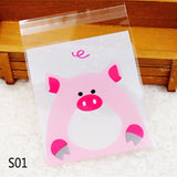 50Pcs Cute Cartoon Monster Cookie Candy Bag Self-Adhesive Plastic Packing Bag For Wedding Party Biscuits Baking Package Supplies