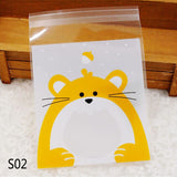 50Pcs Cute Cartoon Monster Cookie Candy Bag Self-Adhesive Plastic Packing Bag For Wedding Party Biscuits Baking Package Supplies