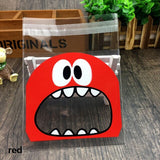 50Pcs Cute Cartoon Monster Cookie Candy Bag Self-Adhesive Plastic Packing Bag For Wedding Party Biscuits Baking Package Supplies