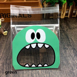 50Pcs Cute Cartoon Monster Cookie Candy Bag Self-Adhesive Plastic Packing Bag For Wedding Party Biscuits Baking Package Supplies