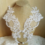 2 Pieces White Red Blue Lace Applique Flower Sequin Lace Fabric Decoration For Garment Accessories Sew On Cloth Costume Craft