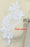 2 Pieces White Red Blue Lace Applique Flower Sequin Lace Fabric Decoration For Garment Accessories Sew On Cloth Costume Craft