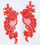 2 Pieces White Red Blue Lace Applique Flower Sequin Lace Fabric Decoration For Garment Accessories Sew On Cloth Costume Craft