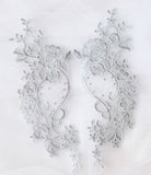 2 Pieces White Red Blue Lace Applique Flower Sequin Lace Fabric Decoration For Garment Accessories Sew On Cloth Costume Craft