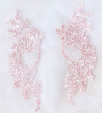 2 Pieces White Red Blue Lace Applique Flower Sequin Lace Fabric Decoration For Garment Accessories Sew On Cloth Costume Craft