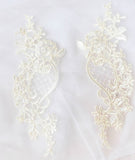 2 Pieces White Red Blue Lace Applique Flower Sequin Lace Fabric Decoration For Garment Accessories Sew On Cloth Costume Craft