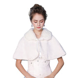 Fashion Women Warm Wrap Faux Fur Short Cape Bridal Wedding Bridesmaids Cover Up Winter Jacket Lace Up Shrug Handmade