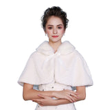 Fashion Women Warm Wrap Faux Fur Short Cape Bridal Wedding Bridesmaids Cover Up Winter Jacket Lace Up Shrug Handmade