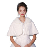 Fashion Women Warm Wrap Faux Fur Short Cape Bridal Wedding Bridesmaids Cover Up Winter Jacket Lace Up Shrug Handmade