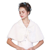 Fashion Women Warm Wrap Faux Fur Short Cape Bridal Wedding Bridesmaids Cover Up Winter Jacket Lace Up Shrug Handmade