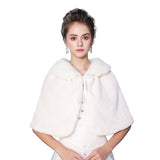 Fashion Women Warm Wrap Faux Fur Short Cape Bridal Wedding Bridesmaids Cover Up Winter Jacket Lace Up Shrug Handmade