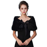 Fashion Women Warm Wrap Faux Fur Short Cape Bridal Wedding Bridesmaids Cover Up Winter Jacket Lace Up Shrug Handmade