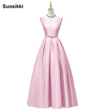 V-neck Double shoulder prom dress long a-line red elegant stain formal evening party dresses