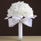 Rose Bridesmaid Wedding Foam flowers Rose Bridal bouquet Ribbon