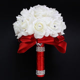Rose Bridesmaid Wedding Foam flowers Rose Bridal bouquet Ribbon