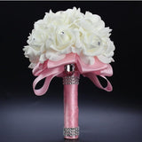 Rose Bridesmaid Wedding Foam flowers Rose Bridal bouquet Ribbon