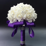 Rose Bridesmaid Wedding Foam flowers Rose Bridal bouquet Ribbon